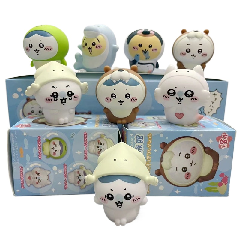 Marine Fish Tank - 8 peças/caixa Figuras Kawaii Chiikawa Aquarium