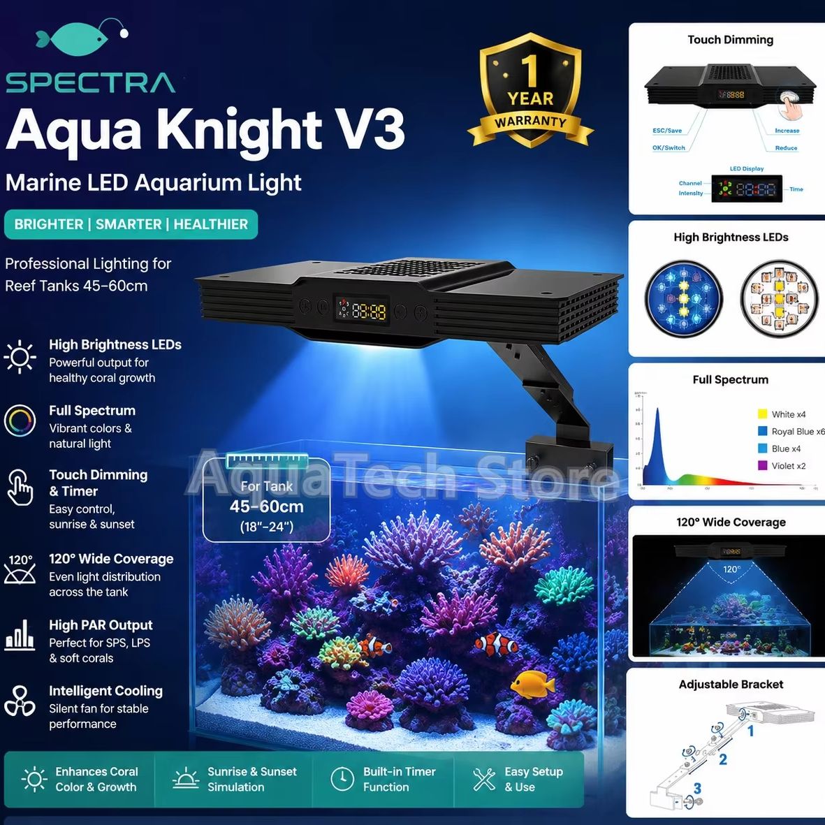 Marine Coral - Spectra Aqua Knight V3 75W Programável