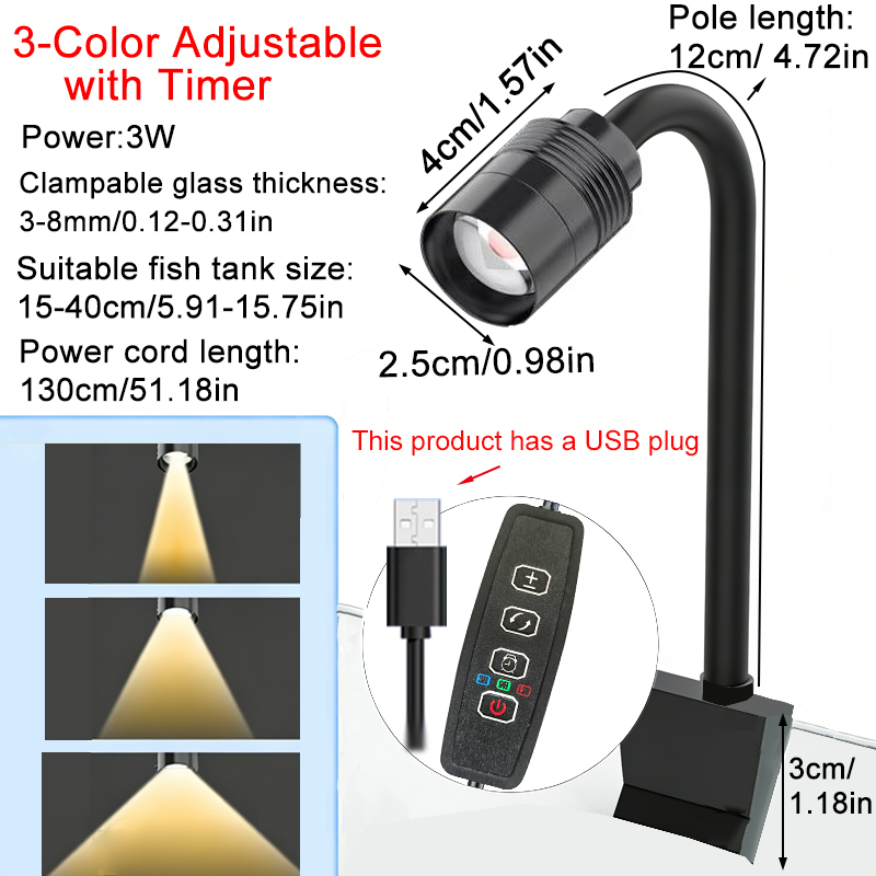 Lâmpada LED USB 3W para Aquári - Aquarium Marine Lights avaliação e preço